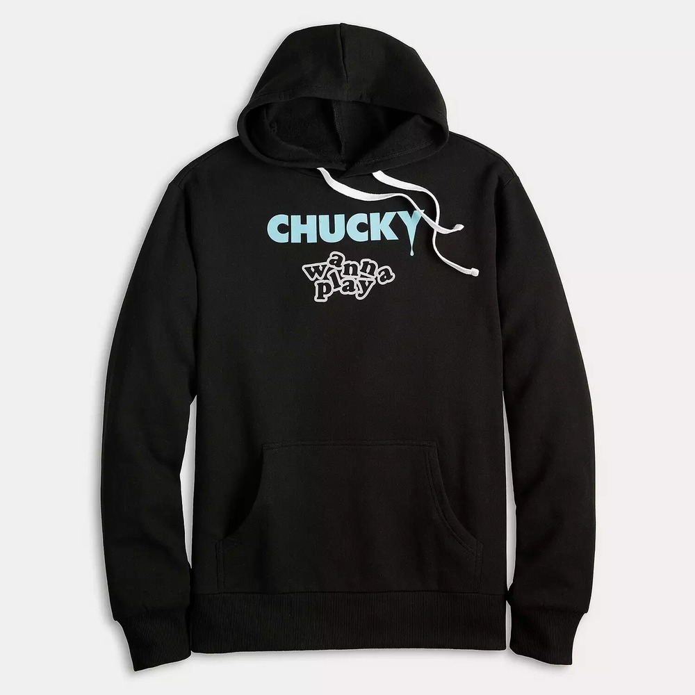 NWT Child's Play Chucky Long Sleeve Fleece Hoodie Wanna Play Graphic M horror - Picture 4 of 11